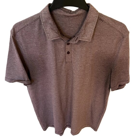 Mens Lululemon Evolution Light Purple Polo Button Shirt Stretch S/S Athleisure - Picture 1 of 4